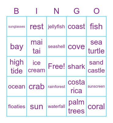 Tropical Bingo Card