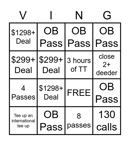 VIN-GO! Bingo Card