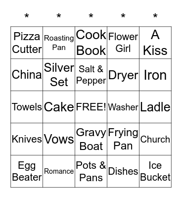 Katie's Bridal Shower September 12, 2015 Bingo Card