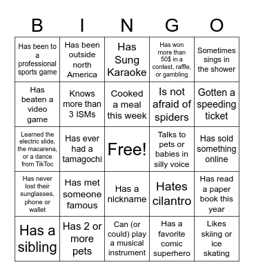 Nimbus Bingo Card