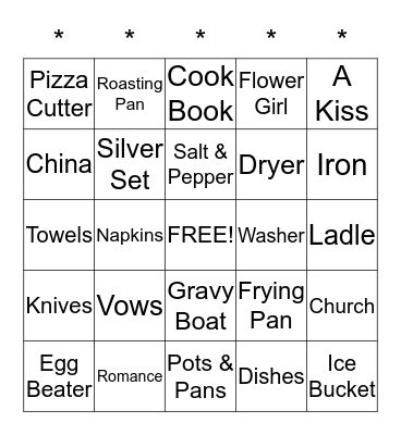 Katie's Bridal Shower September 12, 2015 Bingo Card