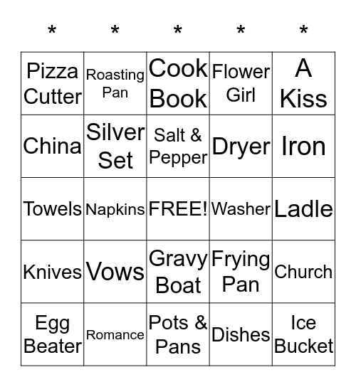 Katie's Bridal Shower September 12, 2015 Bingo Card