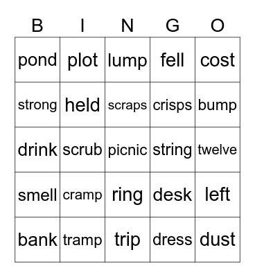 revision of words Bingo Card
