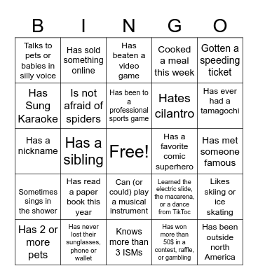 Nimbus Bingo 2 Bingo Card