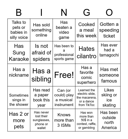 Nimbus Bingo 2 Bingo Card