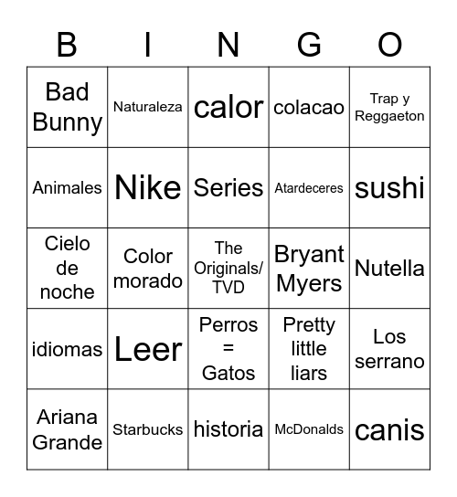 Pau's Bingo Card