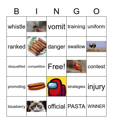 Eating to Win Bingo Card