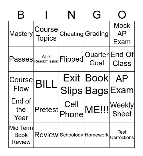 Intro Bingo Card