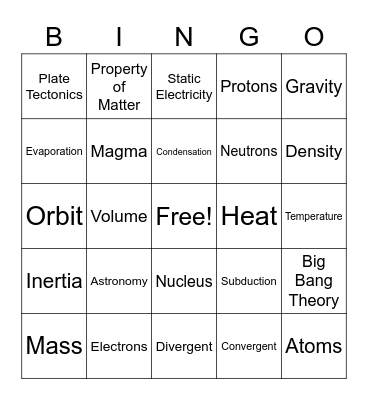 Science! Bingo Card