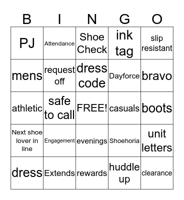 DSW Bingo Card