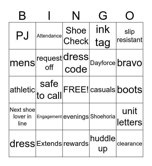 DSW Bingo Card