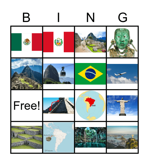 3 Wonders of the World Bingo Card