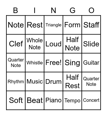 Music Bingo Card