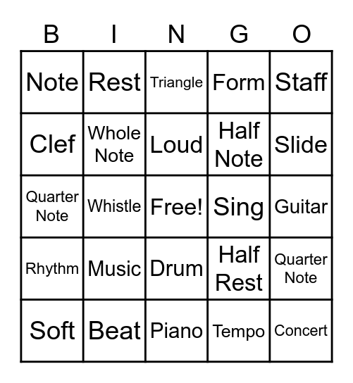 Music Bingo Card