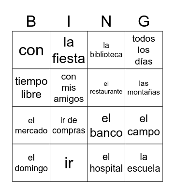 las actividades sociales Bingo Card