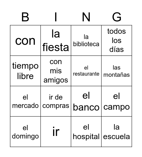 las actividades sociales Bingo Card