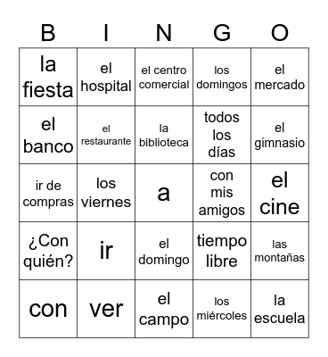 las actividades sociales Bingo Card