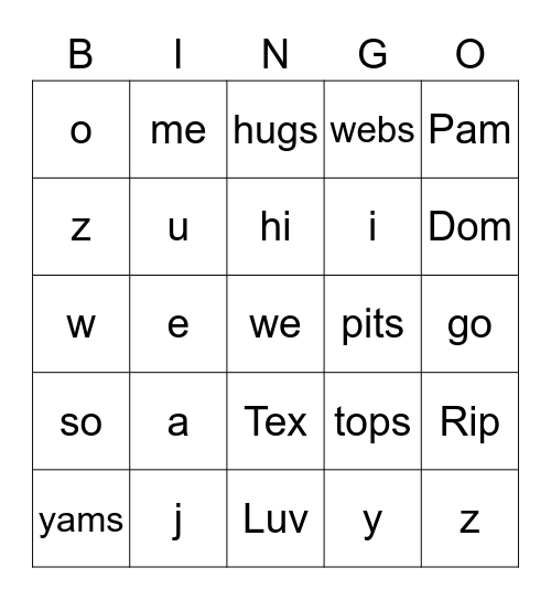 Bingo Review Bingo Card