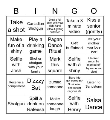 HT SENIOR NIGHT BINGO JOSH H Bingo Card