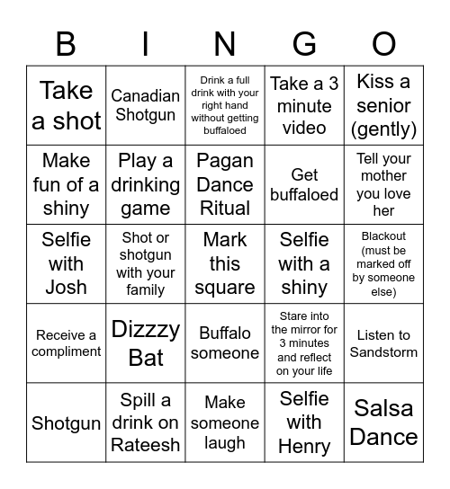 HT SENIOR NIGHT BINGO JOSH H Bingo Card