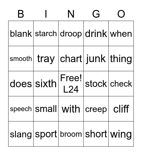 LEVEL 24 Bingo Card