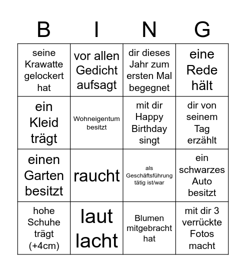 Finde jemanden, der.... Bingo Card