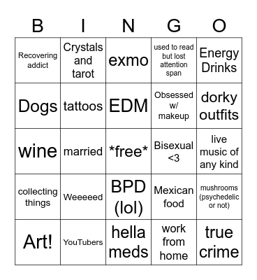 Jane Marie Bingo Card