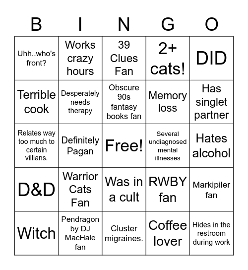 Starlight Druids Bingo Card