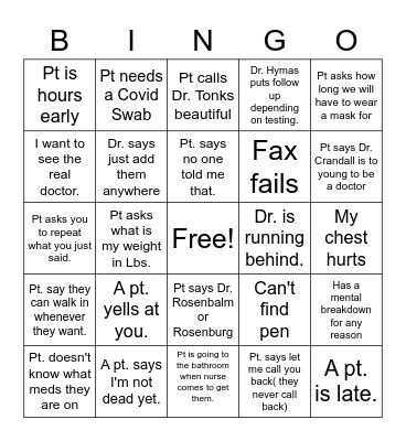 Nurse Day Bingo Card