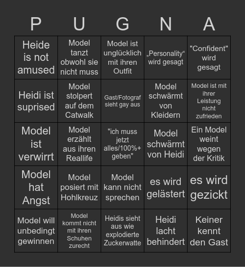 Pugnas Next Topmodel 22.04. Bingo Card