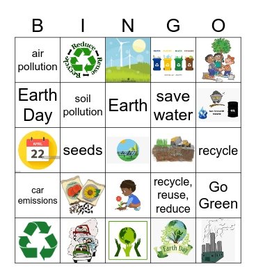 Earth Day Bingo Card