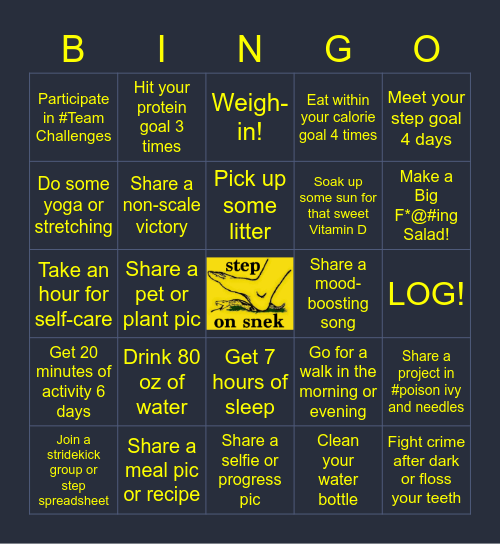 BATMAN STEPS ON SNAKES WEEK (#2) Bingo Card