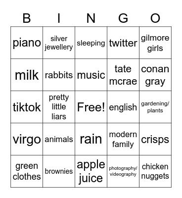 Fajar’s Bingo Card
