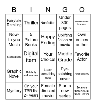 Staff Summer Reading Bingo Card