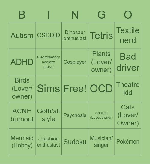 The Entertainment System Bingo Card