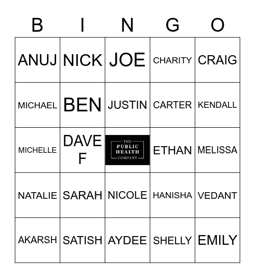 PHC BINGO Card