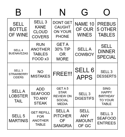 SERVER BINGO Card