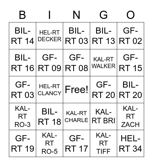 Roberts Inc Bingo Card