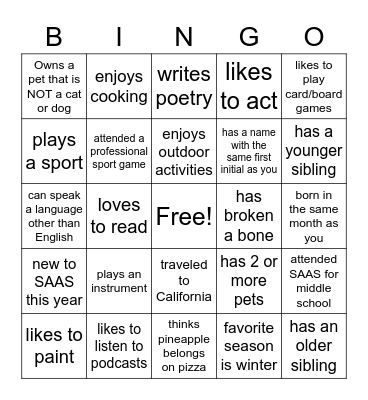 Find someone who.... Bingo Card
