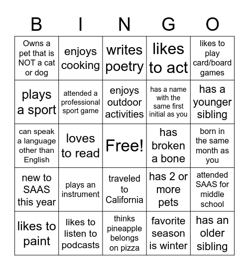 Find someone who.... Bingo Card