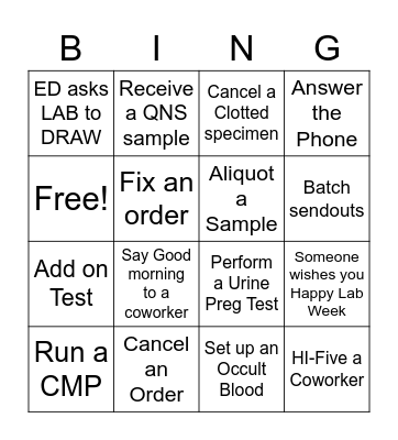 Laboratory BINGO Card
