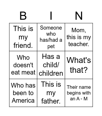 Hello Bingo Card