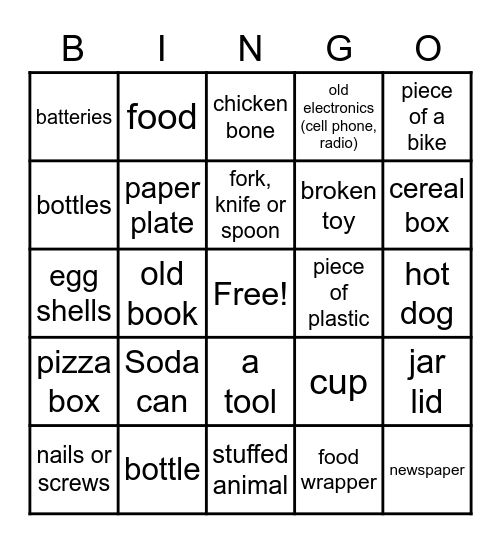 Earth Day Cleanup Bingo Card