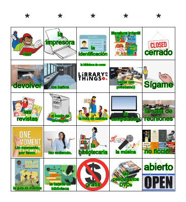 Lotería de la biblioteca Bingo Card