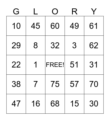 ATLANTA HOPE CENTER Bingo Card