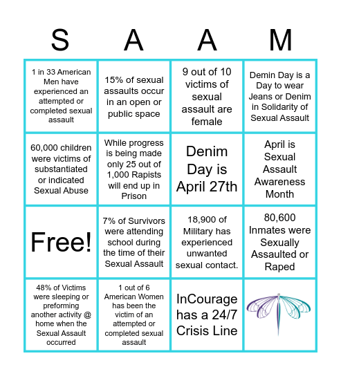 Sexual Assault Awareness Month Bingo Card