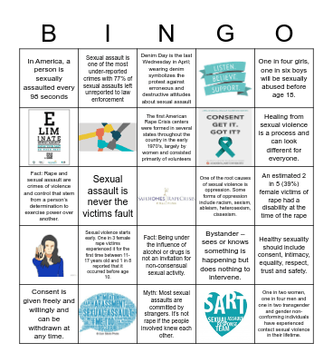Sexual Assault Awareness Bingo Card