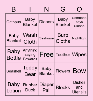 Baby Sloane BINGO Card