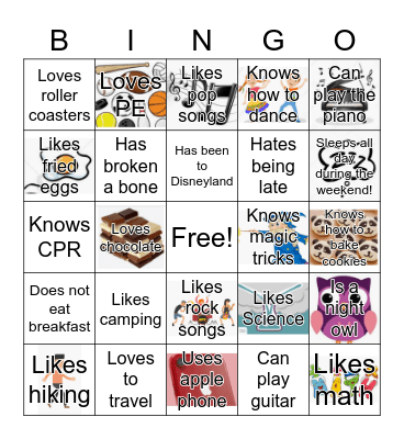 Get to know you Bingo! Bingo Card