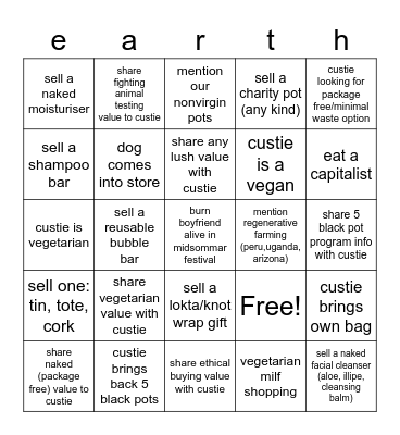 Value/Earth Day Bingo Card